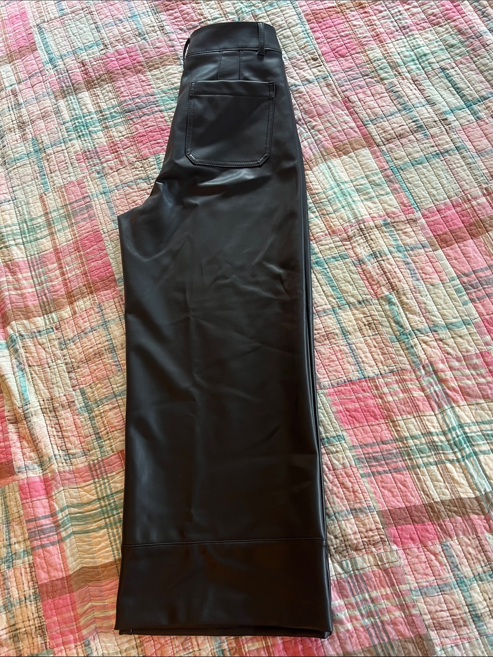 White House Black Market Wide-Leg Faux Leather Pants in Black NEVER WORN - Picture 4 of 5